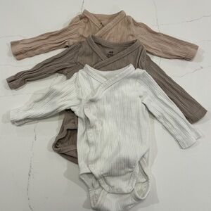 H&M Kids Ribbed One Piece Set - White, Brown, Tan